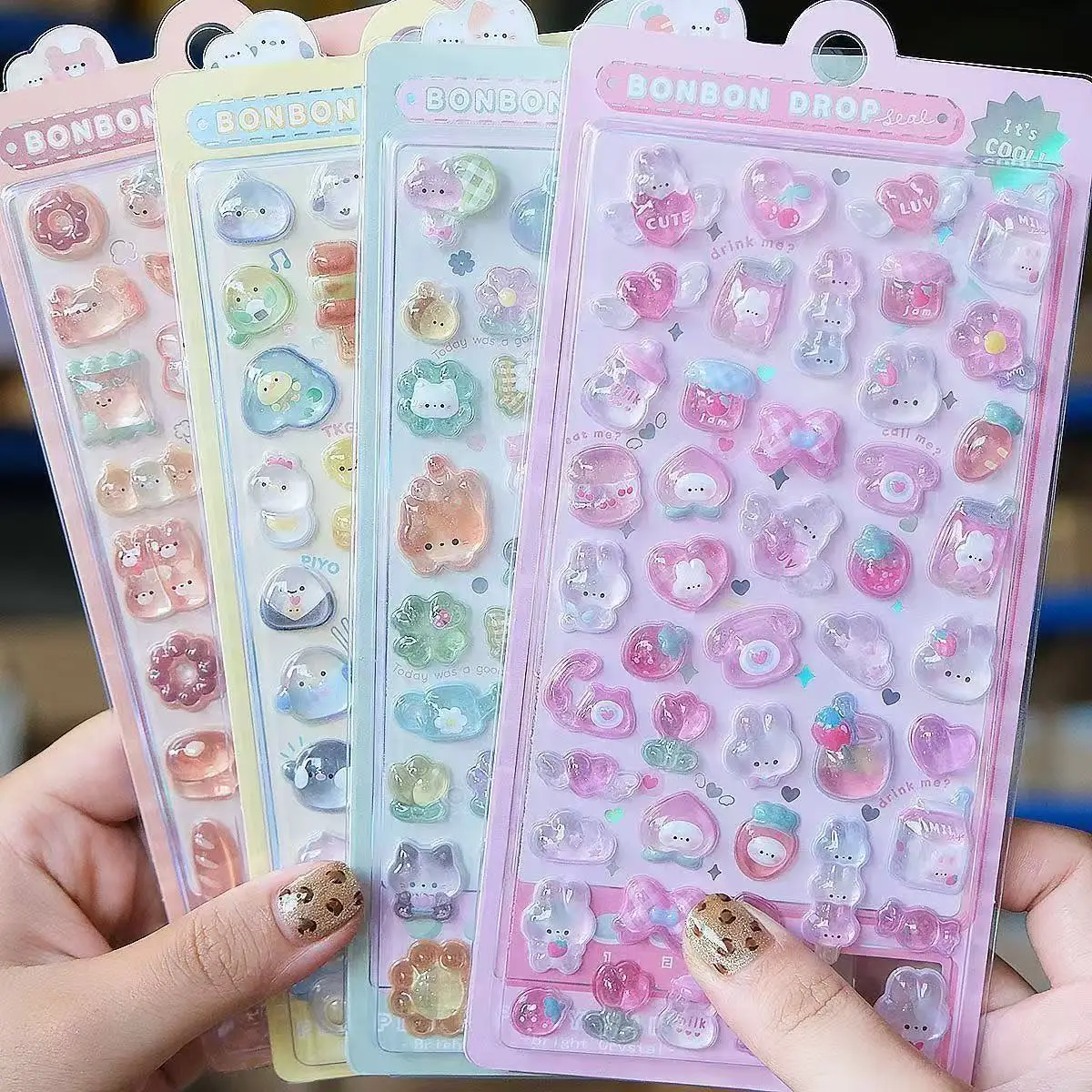 Resin Art Case - สติ๊กเกอร์เรซิน 3D ลายการ์ตูนน่ารักแบบใส ประดับประดาด้วยประกายแวววาว เหมาะสำหรับตกแต่งสมุดภาพ เคสโทรศัพท์