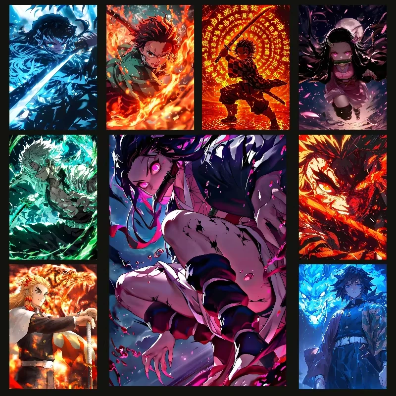 Resin Art Wallpaper - ภาพเพชร 5D ลายอนิเมะดาบพิฆาตอสูร งานปักโมเสกฮัชิระ ศิลปะตกแต่งผนังบ้าน งานฝีมือ