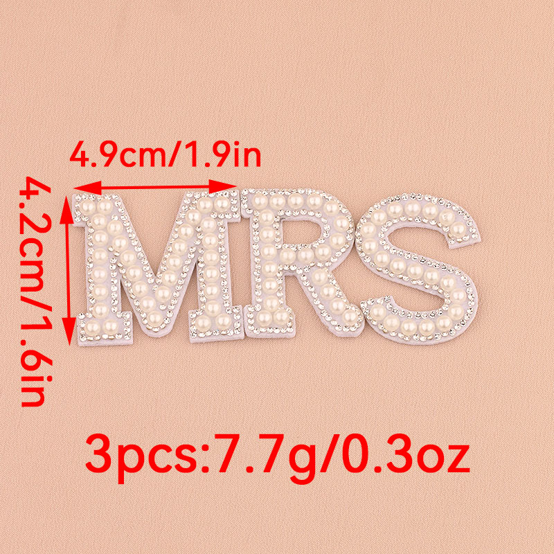 Resin Art Alphabet - ชุด 1 ชิ้น แผ่นปักตัวอักษรประดับมุกเทียมและคริสตัล MRS, ของตกแต่งงานแต่งงาน