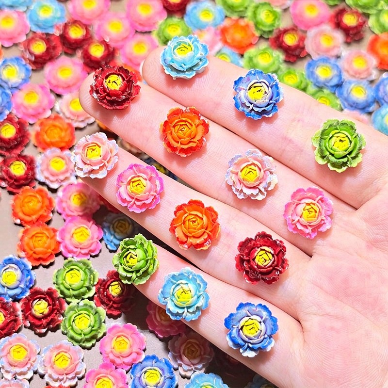 Resin Art Rose - 50 ชิ้น คละสี คาโบชองเรซิ่นกุหลาบ 3 มิติ