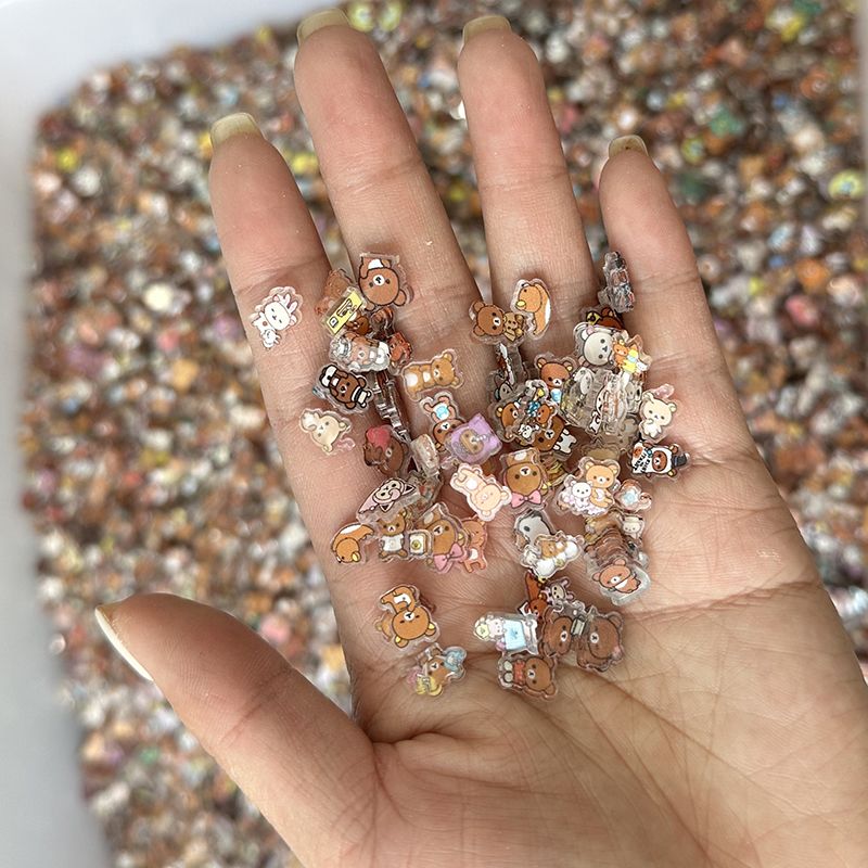 Resin Art Case - ชิ้นอะคริลิกรูปตัวการ์ตูนริลัคคุมะ ขนาด 1 ซม. จำนวน 50