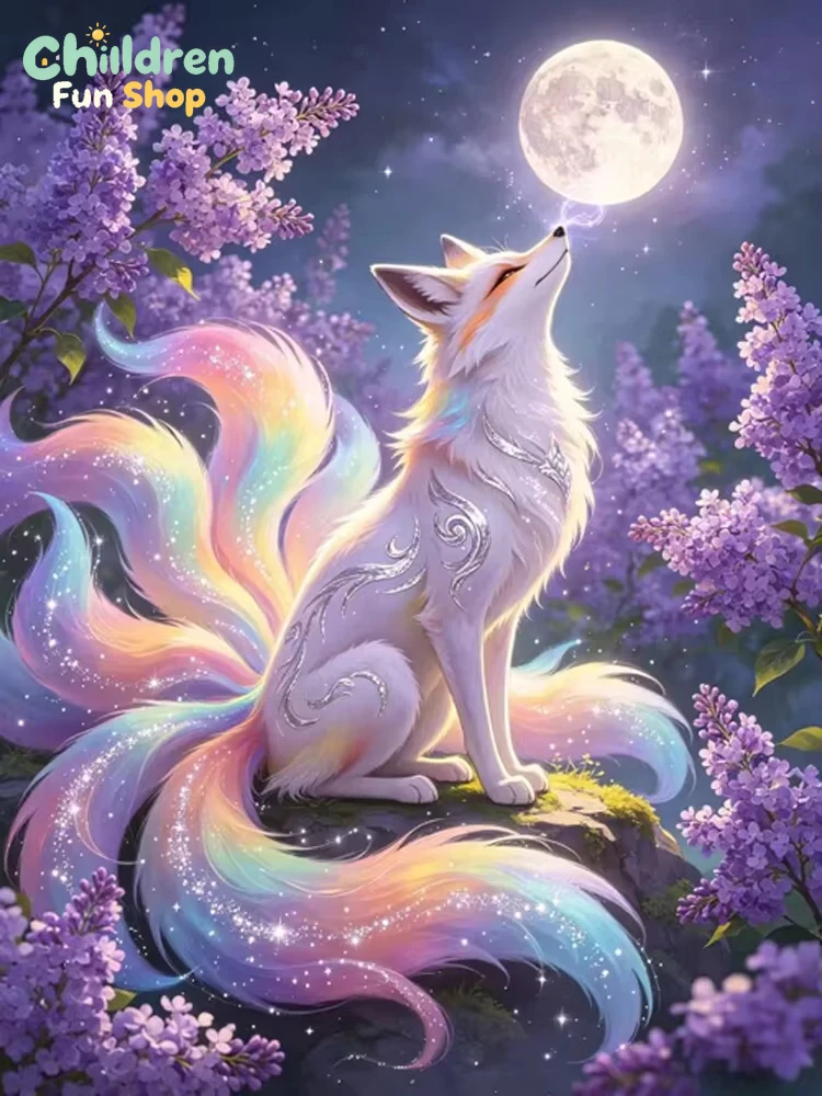 ภาพเพชรประดับลายจิ้งจอกเก้าหาง - Resin Art Wallpaper บทวิจารณ์และราคา