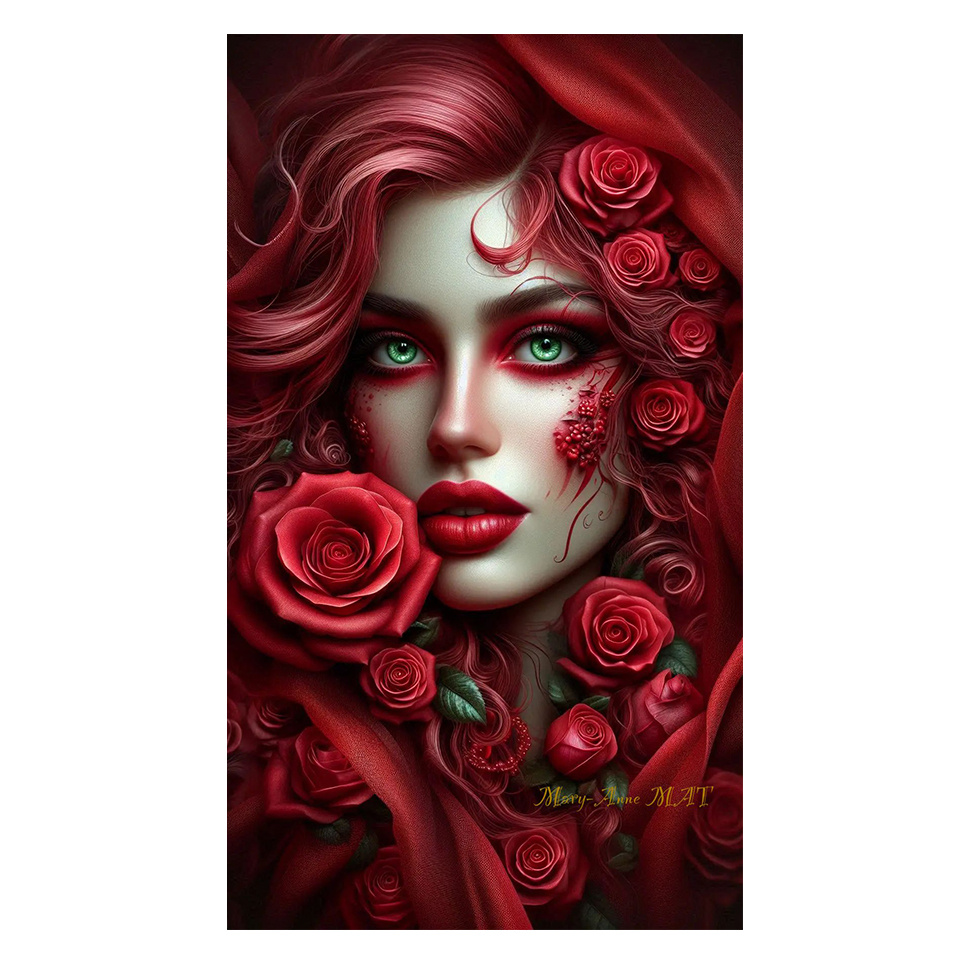 ภาพวาดเพชร DIY ลายผู้หญิงกุหลา - Resin Art Rose บทวิจารณ์และราคา